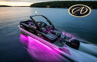 Avalon Excalibur pontoon boat at sunset